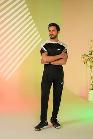 adi premium tracksuit black white-J